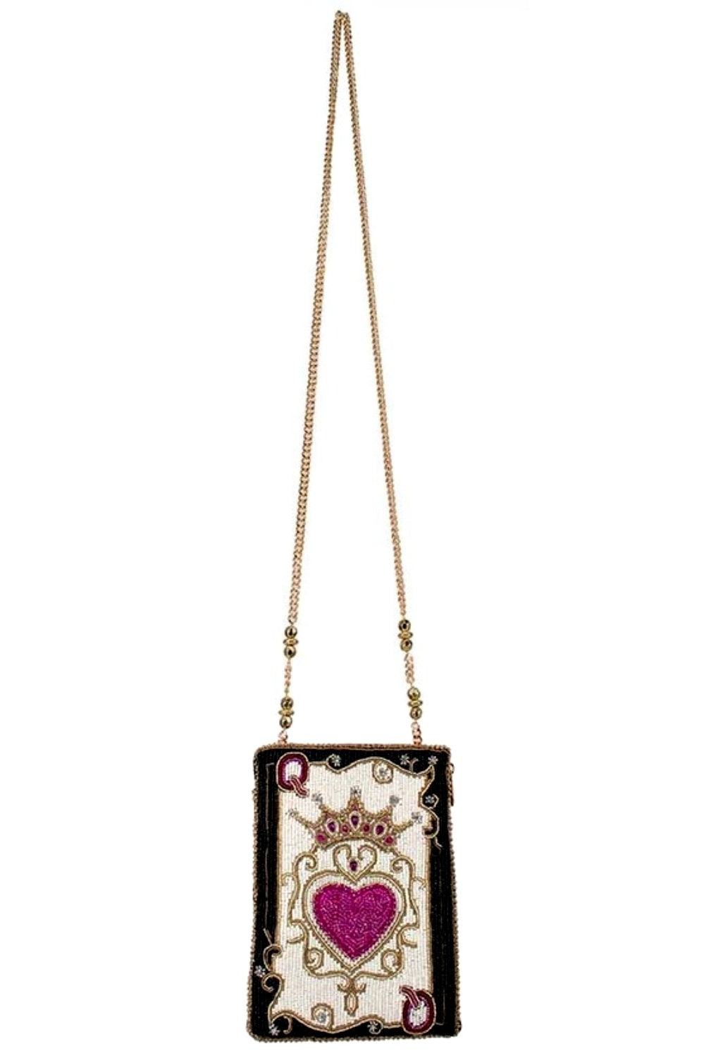 MARY FRANCES DEAL ME IN QUEEN OF HEARTS CROSSBODY PHONE BAG