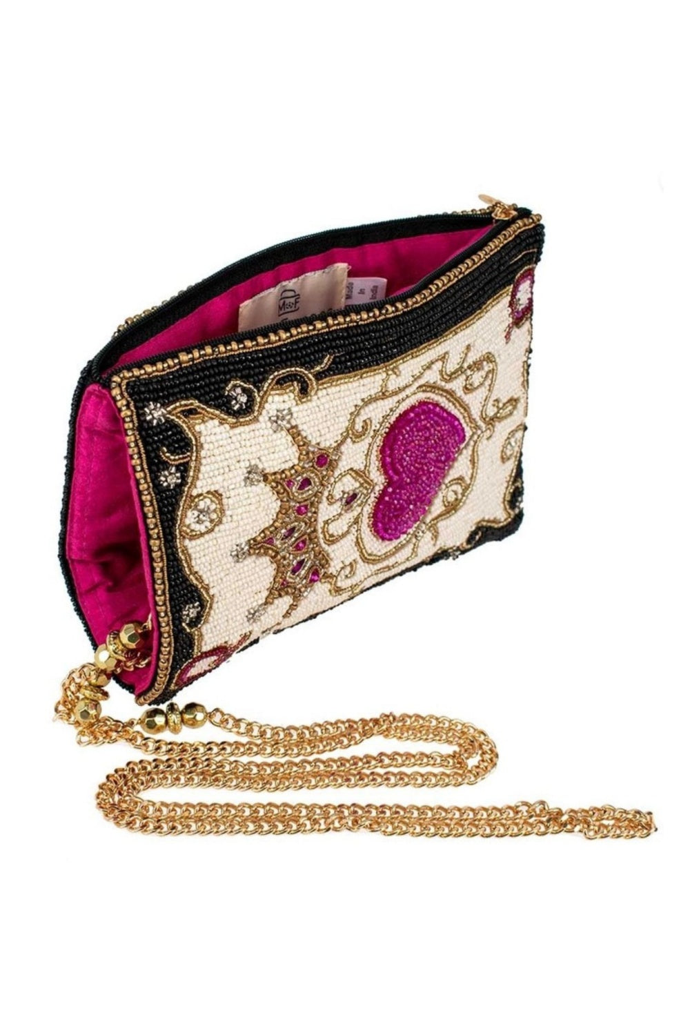 MARY FRANCES DEAL ME IN QUEEN OF HEARTS CROSSBODY PHONE BAG