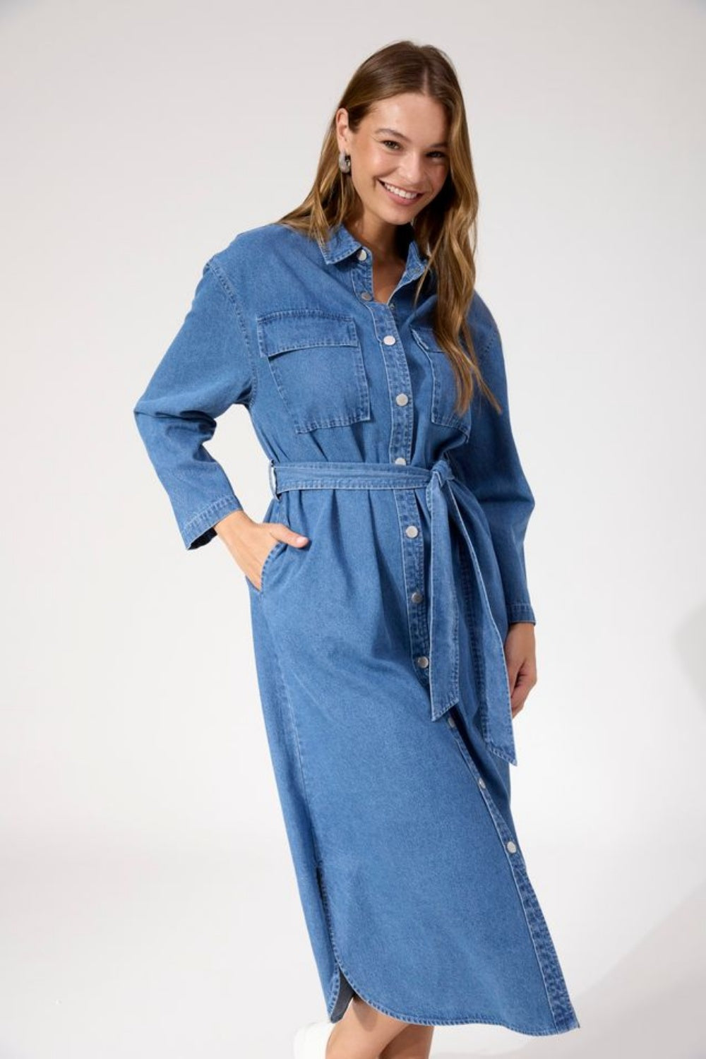 HAVEN DENVER DENIM SHIRT DRESS
