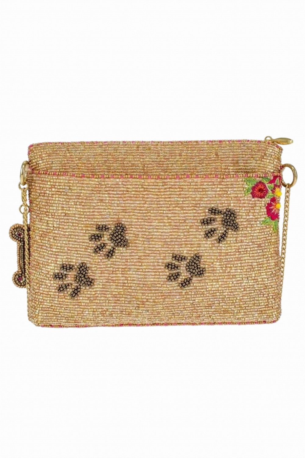 MARY FRANCES DOXIE BEADED DOG AND FLORAL CROSSBODY MINI BAG