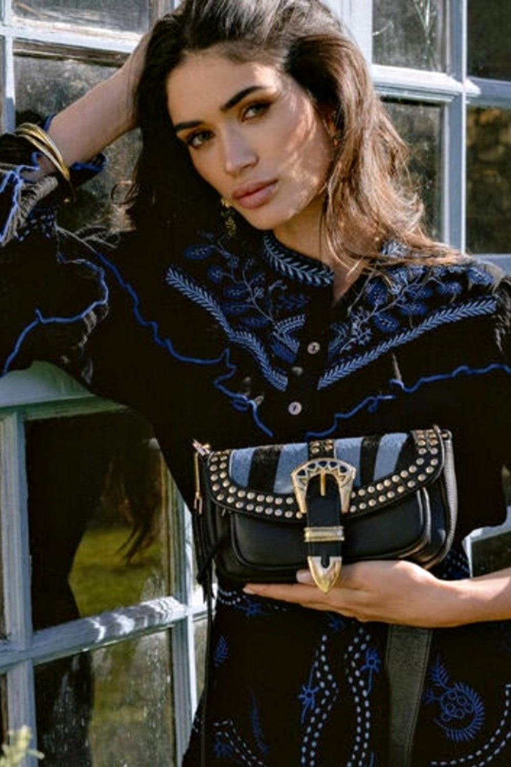 PITI CUITI EDITH BLUE ZEBRA CROSSBODY BAG