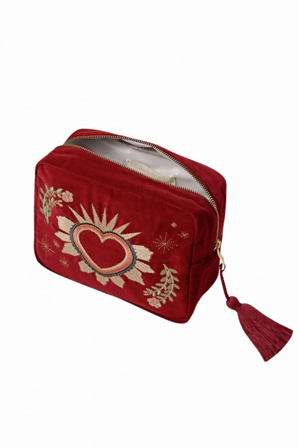 ELIZABETH SCARLETT ENCHANTED HEART VELVET TOILETRY BAG