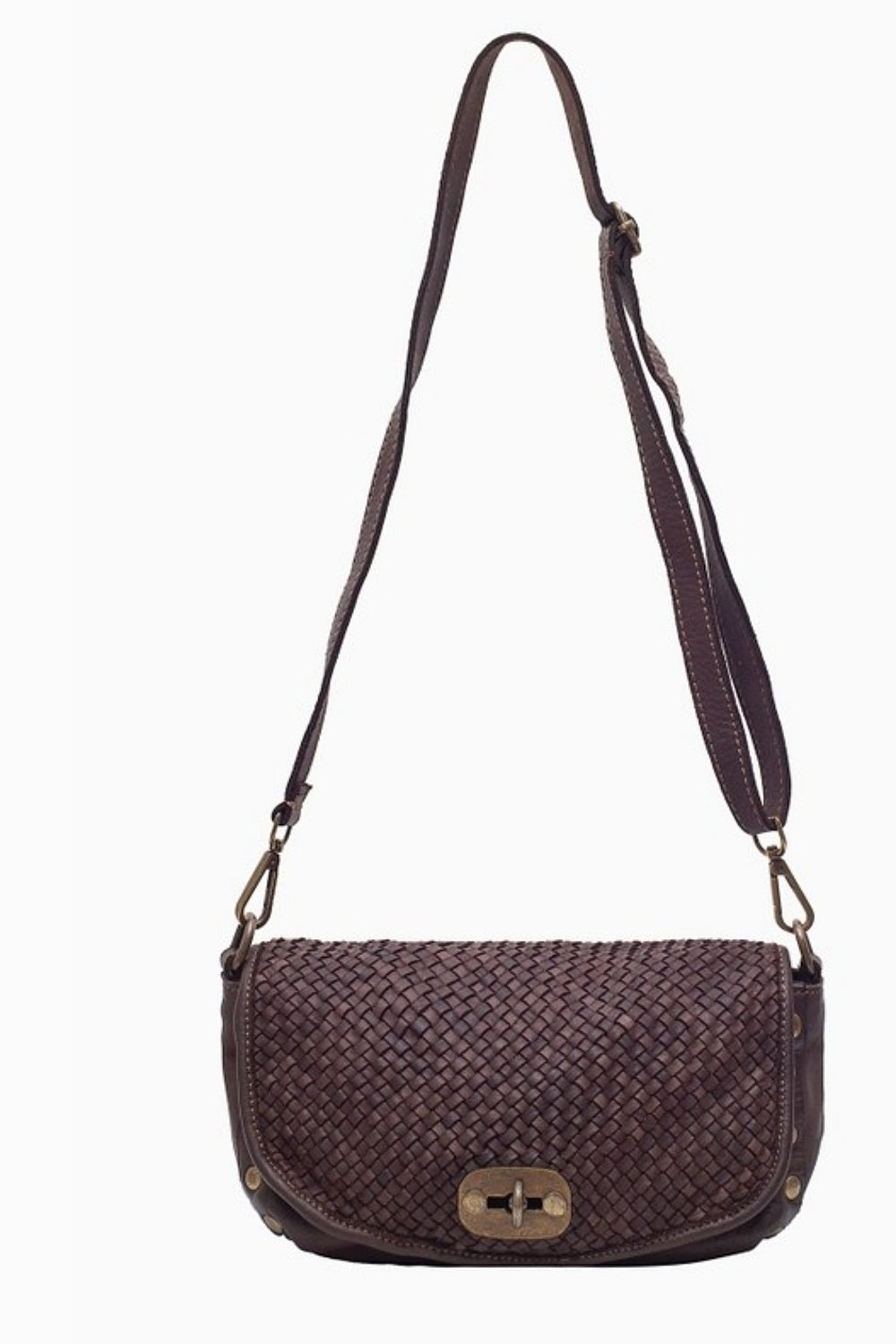 FAITH WOVEN CROSSBODY BAG COGNAC