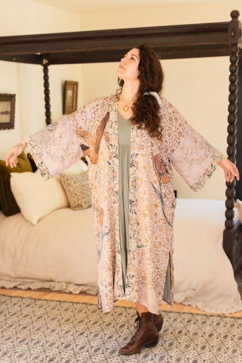 MARKET OF STARS FOLKLORE BAMBOO FLORAL BIRD KIMONO DUSTER