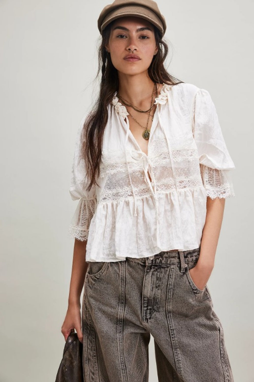 FREE PEOPLE FOREVER YOUNG BED JACKET WHITE ALLYSUM