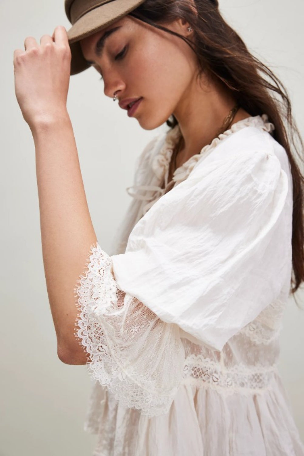 FREE PEOPLE FOREVER YOUNG BED JACKET WHITE ALLYSUM