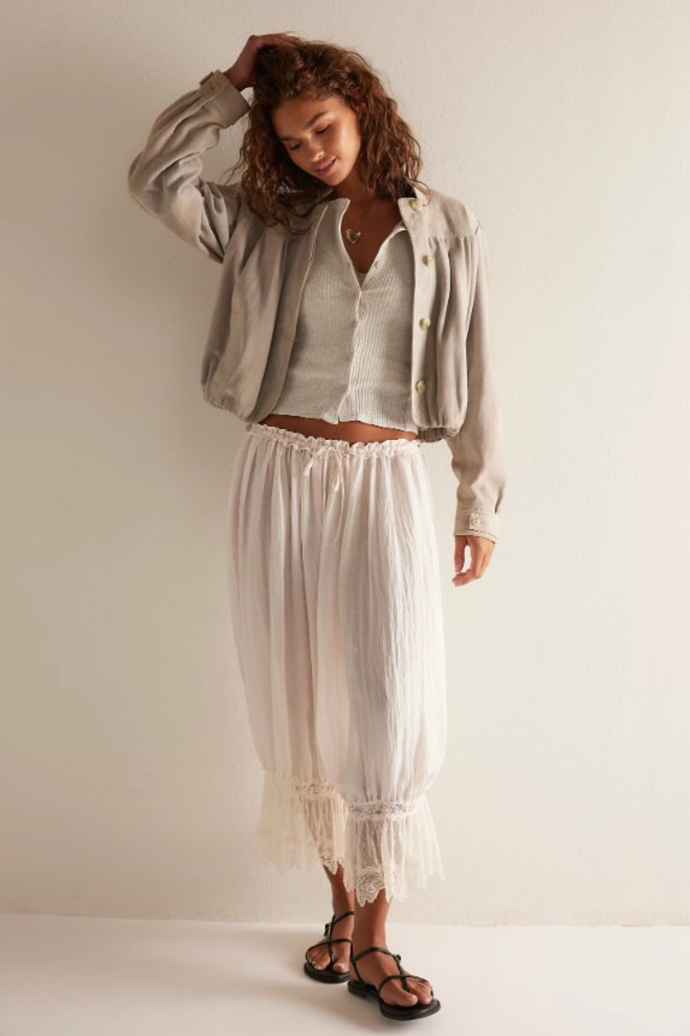 FREE PEOPLE FOREVER YOUNG BLOOMER PANTS WHITE ALLYSUM