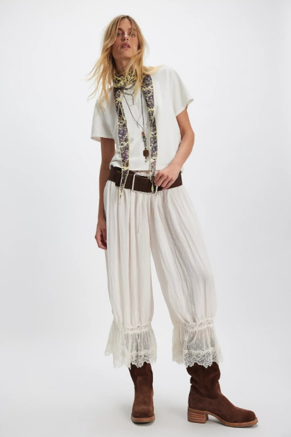 FREE PEOPLE FOREVER YOUNG BLOOMER PANTS WHITE ALLYSUM
