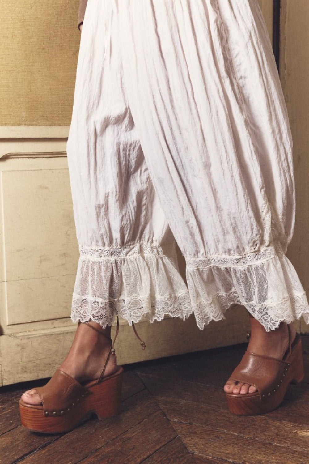 FREE PEOPLE FOREVER YOUNG BLOOMER PANTS WHITE ALLYSUM
