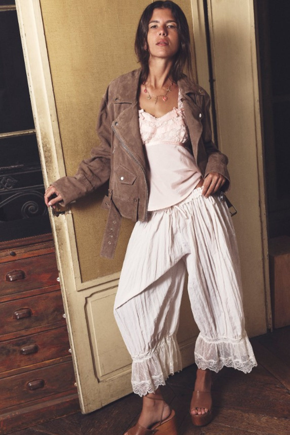FREE PEOPLE FOREVER YOUNG BLOOMER PANTS WHITE ALLYSUM