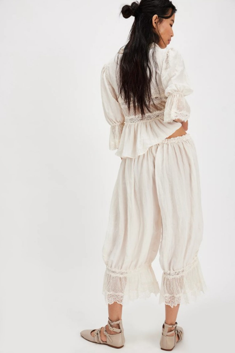 FREE PEOPLE FOREVER YOUNG BLOOMER PANTS WHITE ALLYSUM