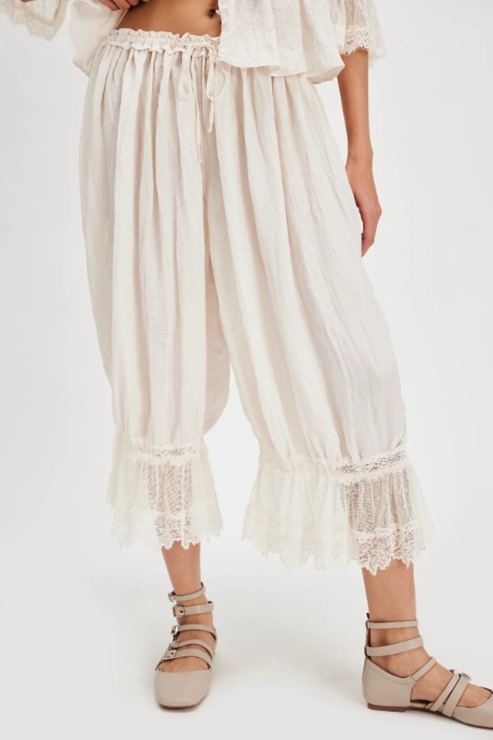 FREE PEOPLE FOREVER YOUNG BLOOMER PANTS WHITE ALLYSUM
