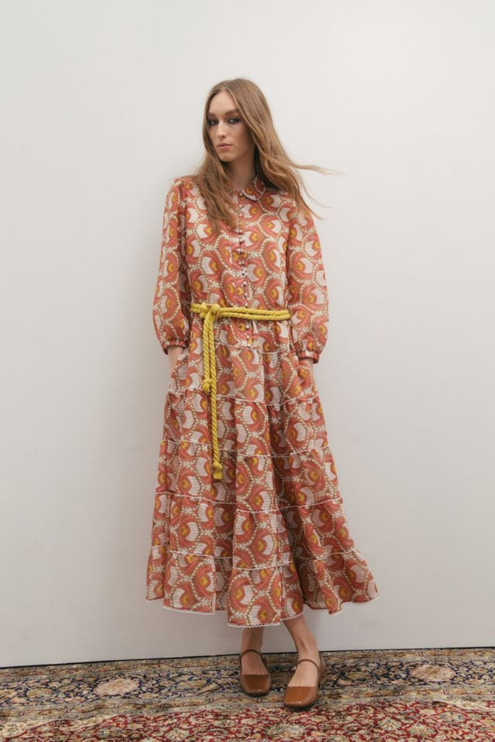 MAEVARII GRACE MAXI DRESS PEACH PEACOCK