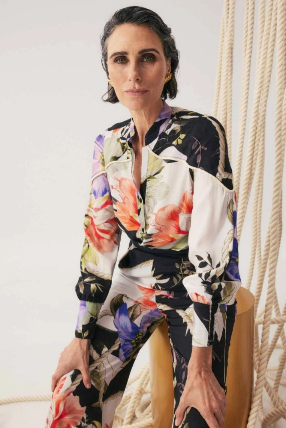 ONCE WAS HARLEY VISCOSE FAILLE SHIRT IN TANGLED BLOSSOM