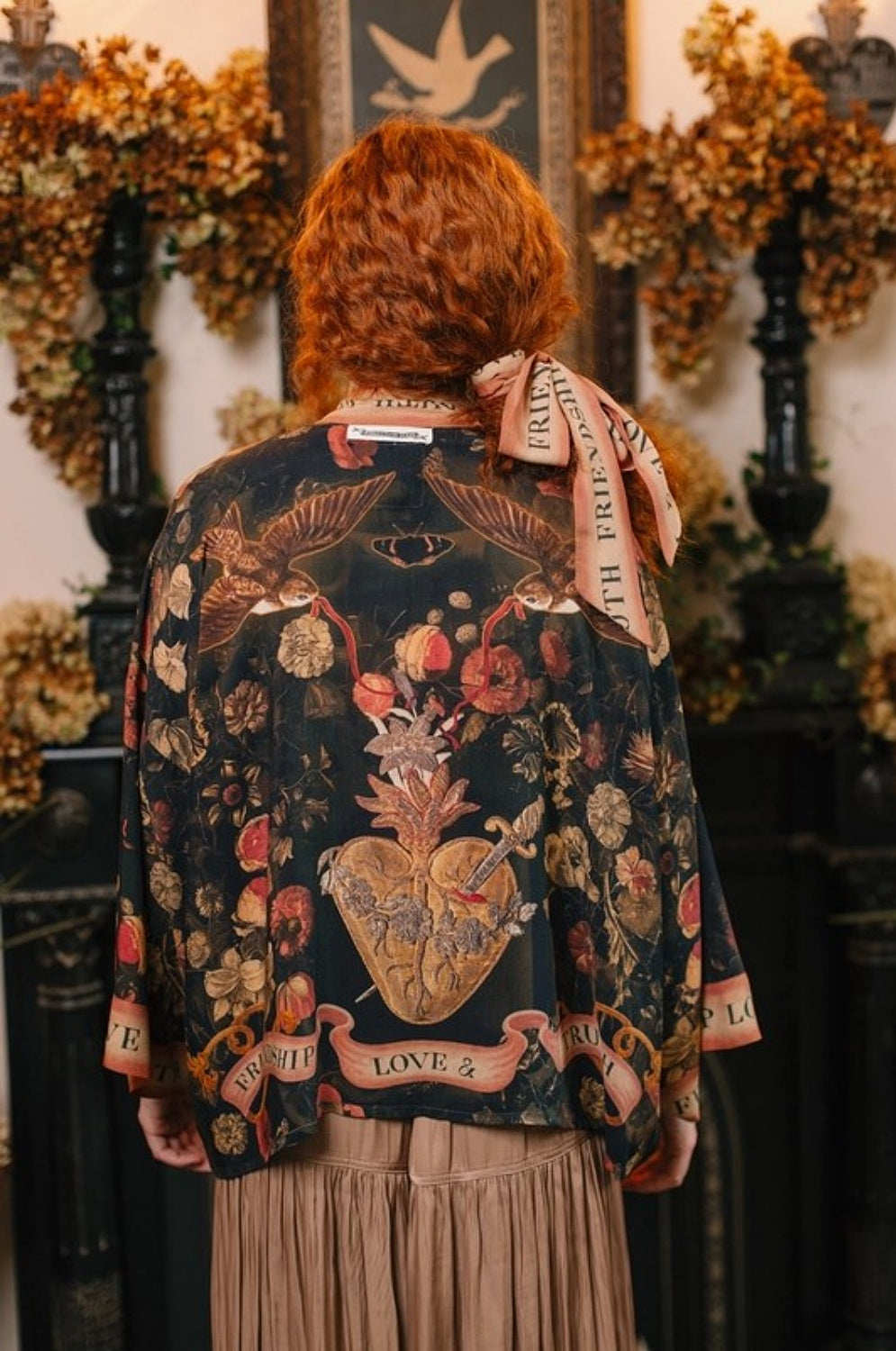 MARKET OF STARS HEART OF GOLD CROPPED KIMONO WITH SACRED HEART