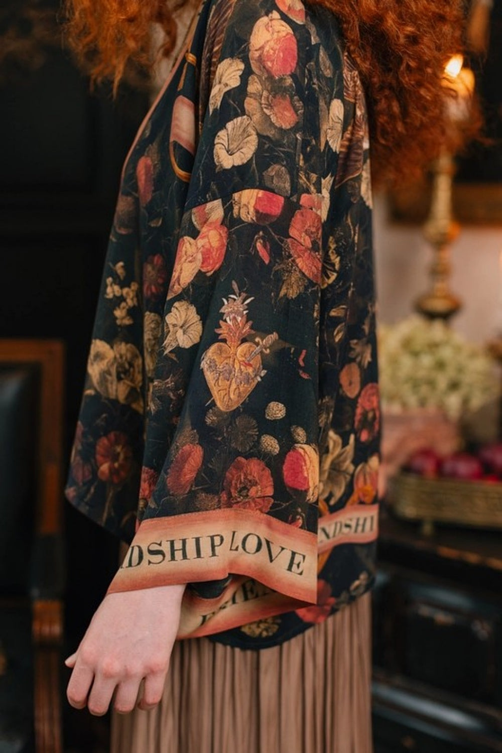 MARKET OF STARS HEART OF GOLD CROPPED KIMONO WITH SACRED HEART