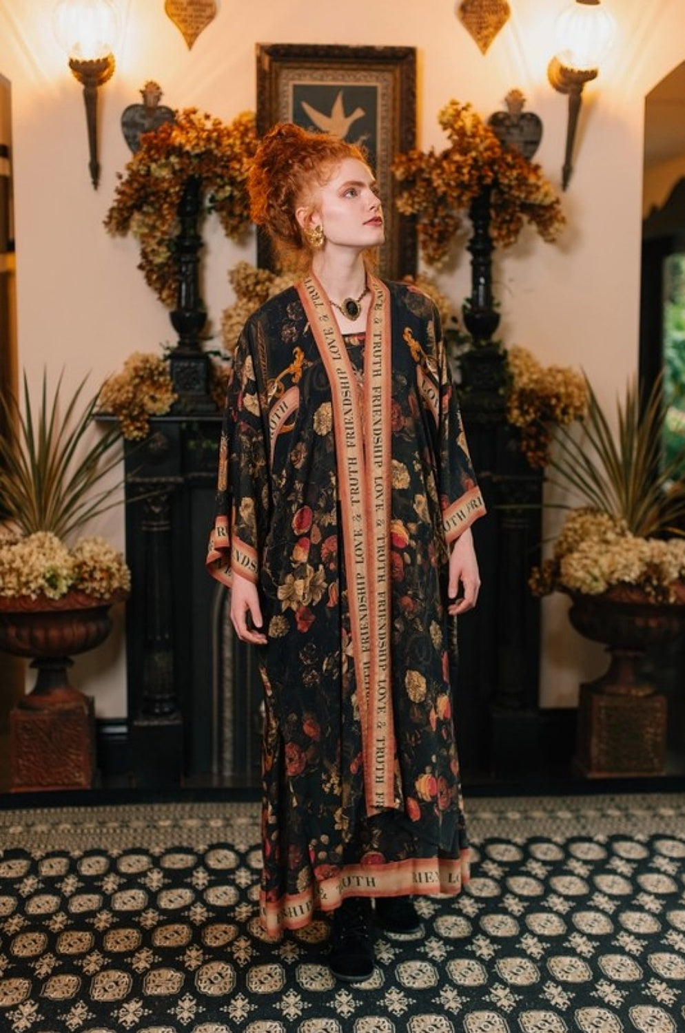 MARKET OF STARS HEART OF GOLD OPERA DUSTER KIMONO WITH SACRED HEART