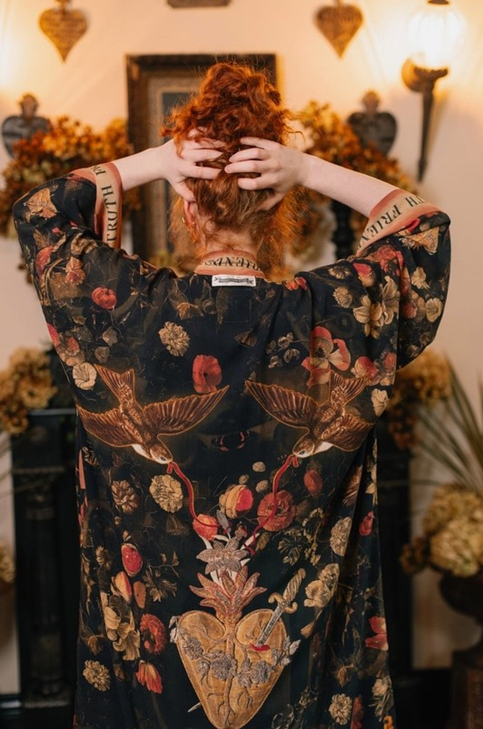 MARKET OF STARS HEART OF GOLD OPERA DUSTER KIMONO WITH SACRED HEART