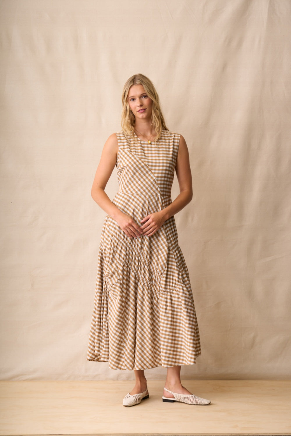 NERIS IN STITCHES DRESS BISCOTTI