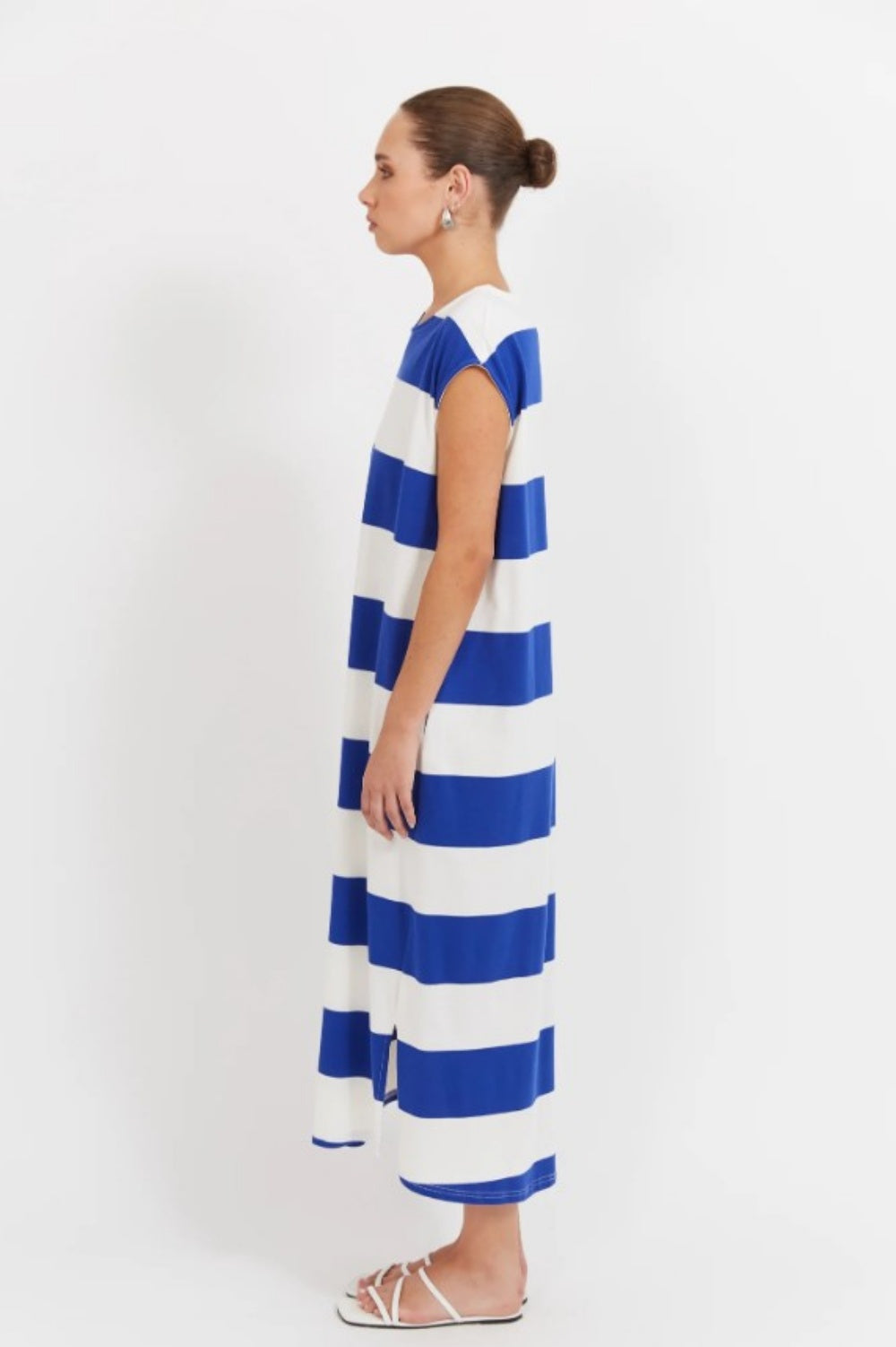 HAVEN JARDIN STRIPE T-SHIRT DRESS AZUL