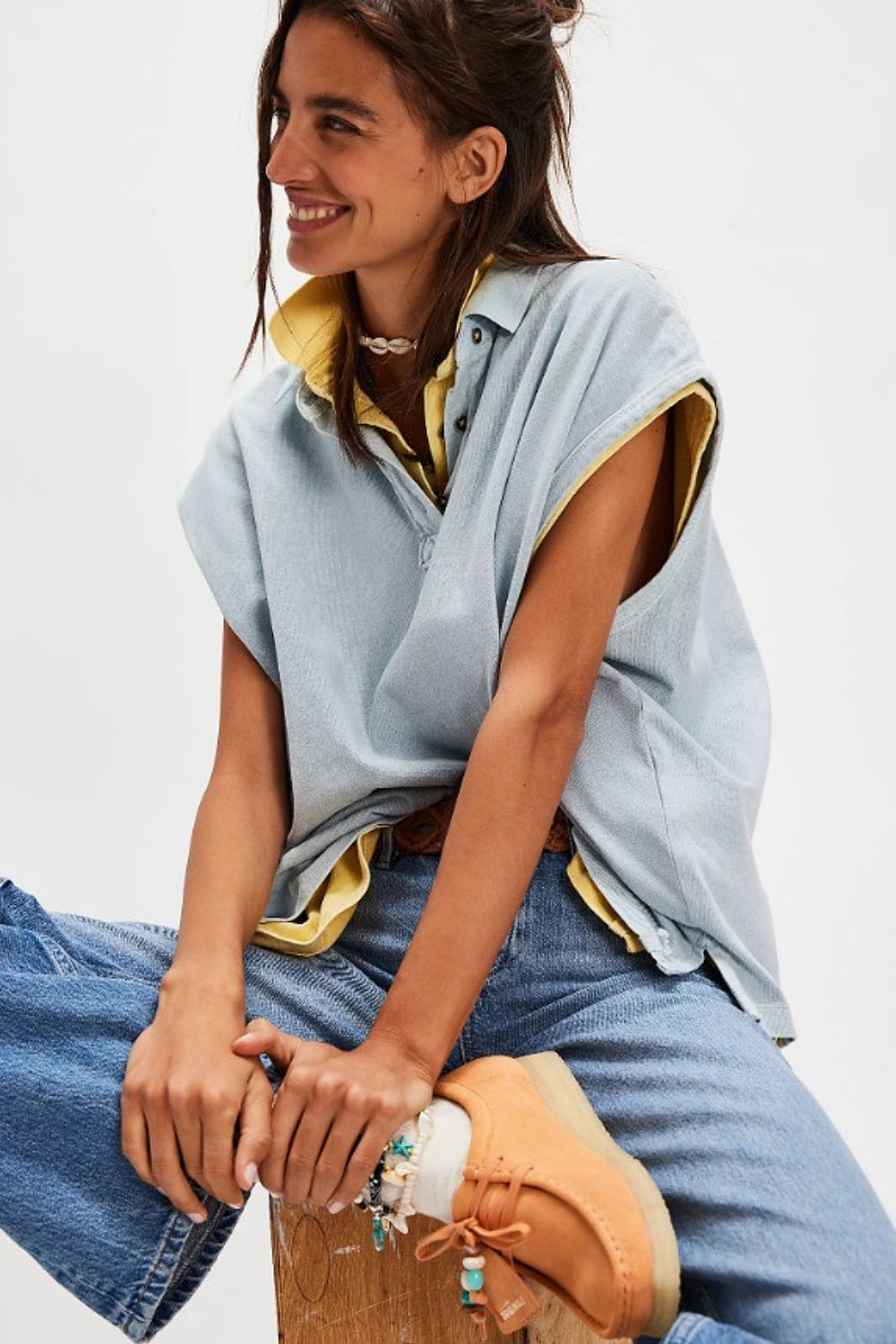 FREE PEOPLE KEEP ON POLO POLAR FOG