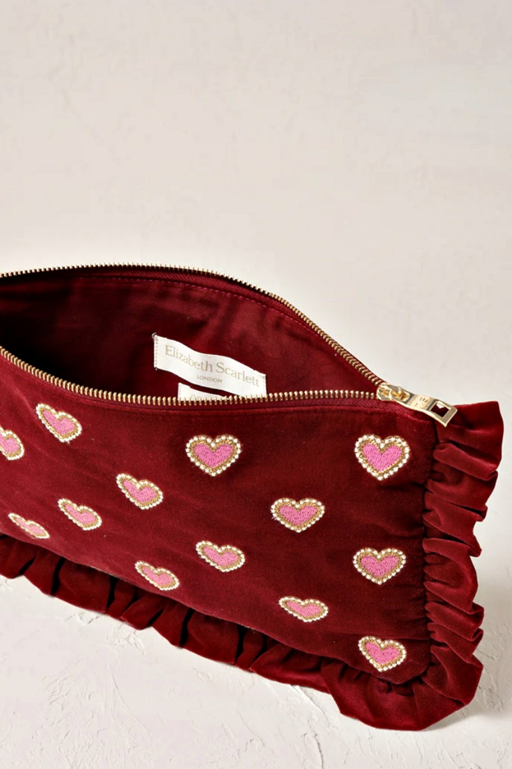 ELIZABETH SCARLETT LOVE HEARTS FRILL POUCH