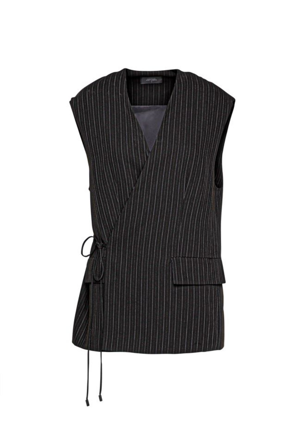 LOUNGE THE LABEL LUSS VEST BLACK PINSTRIPE