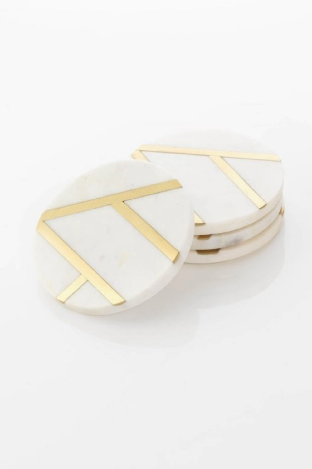 MARBLE + BRASS COASTERS SET OF 4
