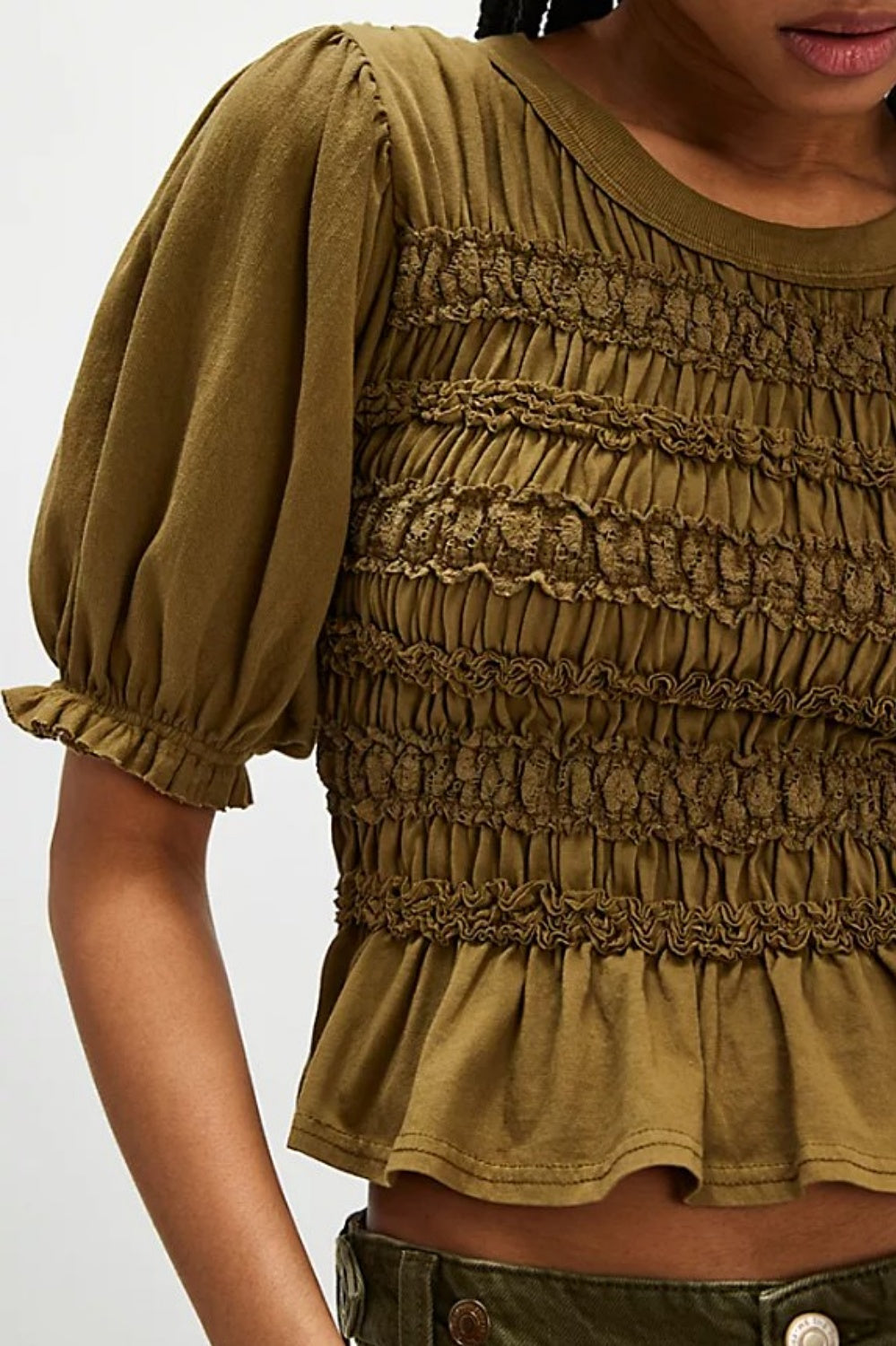 FREE PEOPLE MAXEY TOP CALVARY GREEN
