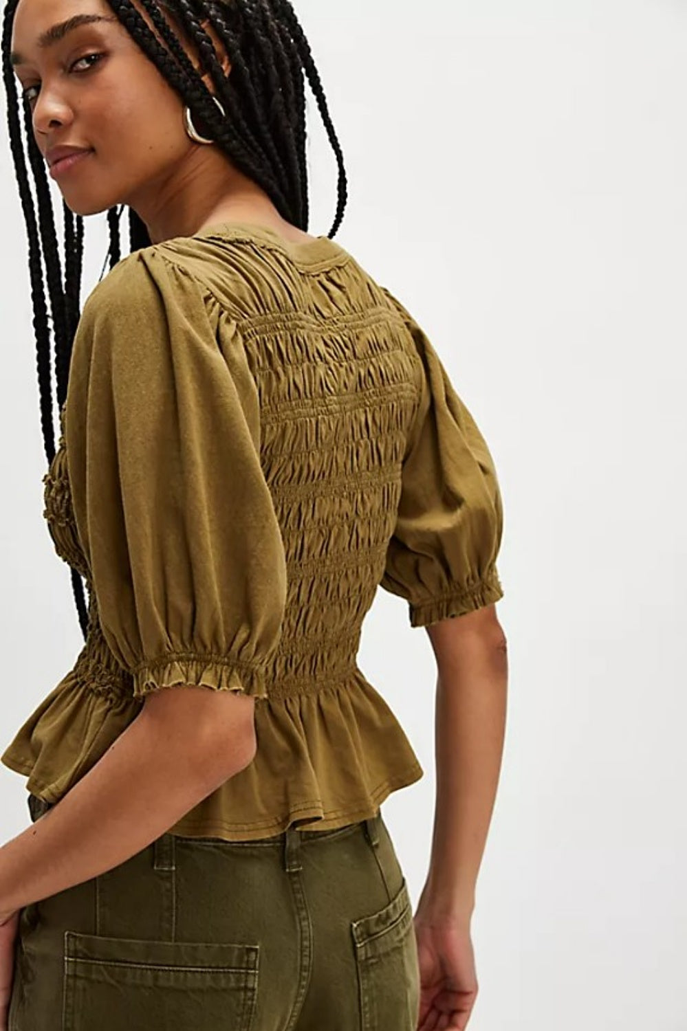 FREE PEOPLE MAXEY TOP CALVARY GREEN