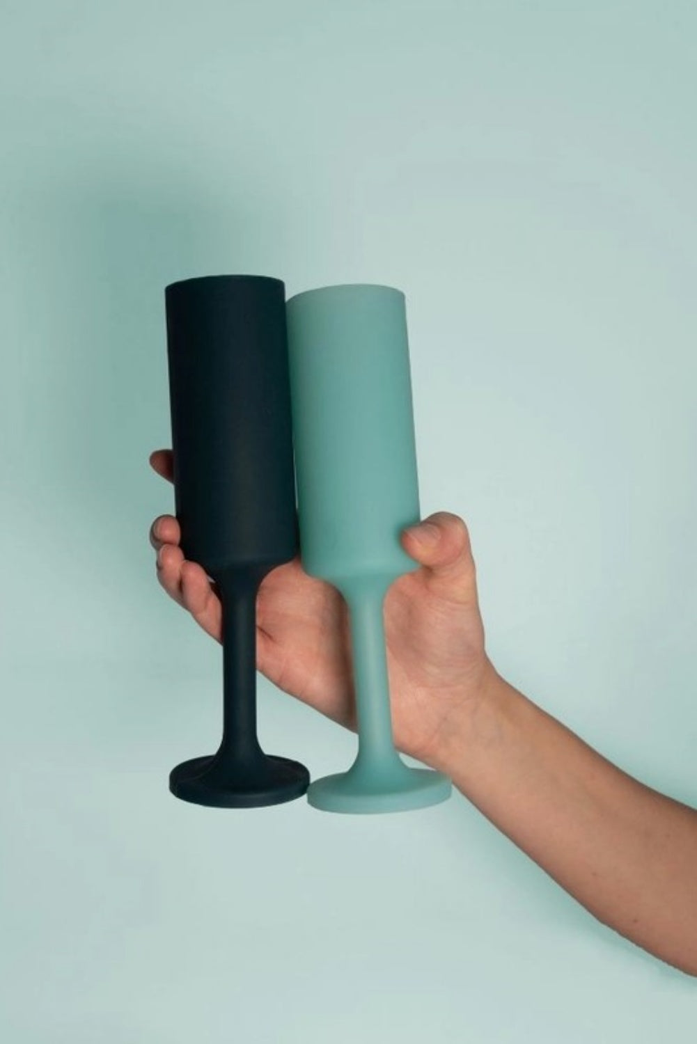 PORTER GREEN MIST + INK SILICONE CHAMPAGNE GLASSES SET OF 2