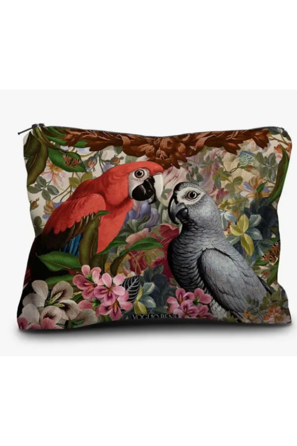 VOGLIO BENE PARROQUET VELVET ZIP POUCH