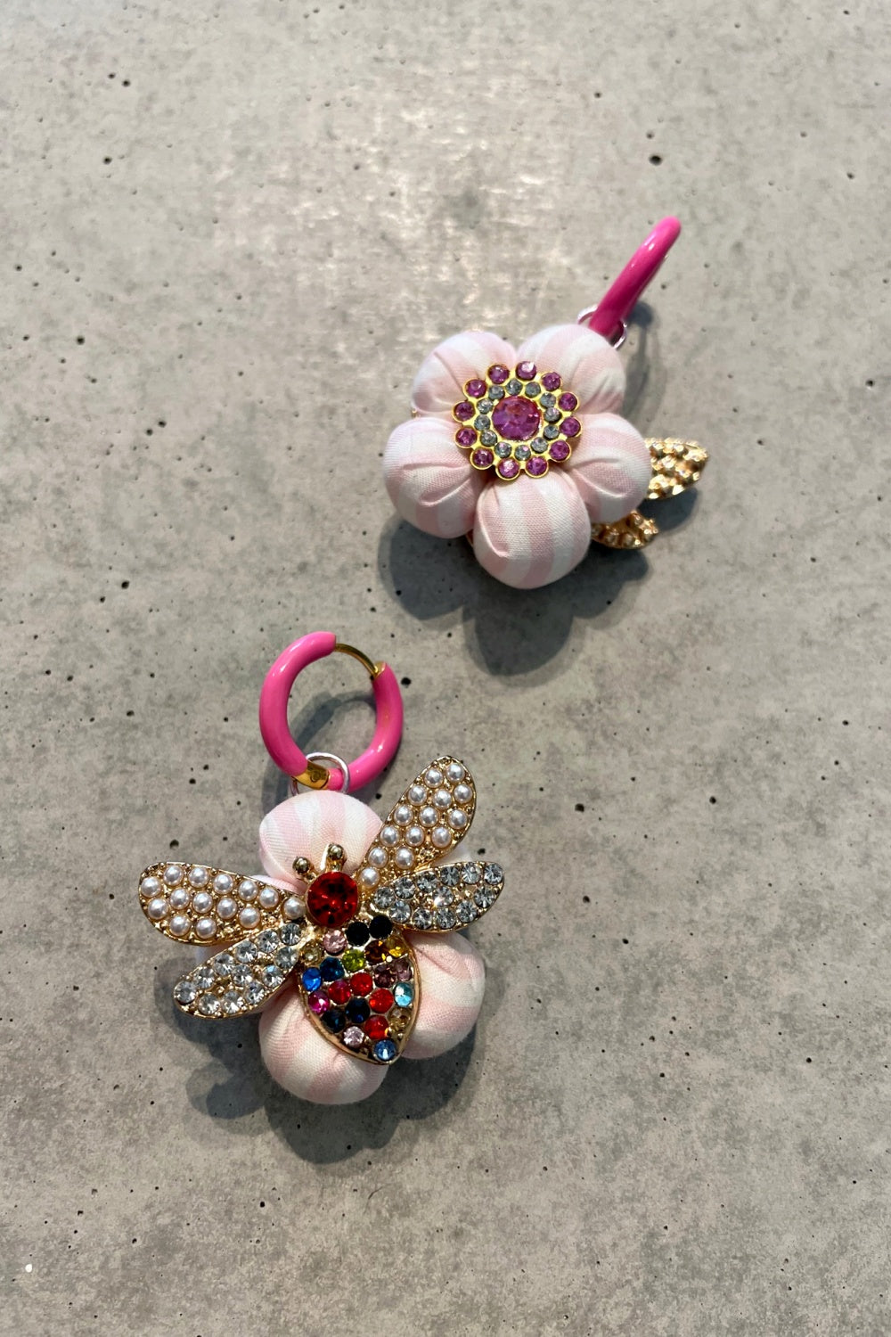 FLOCK BY WILD PINK STRIPE BEE REVERSIBLE EARRINGS