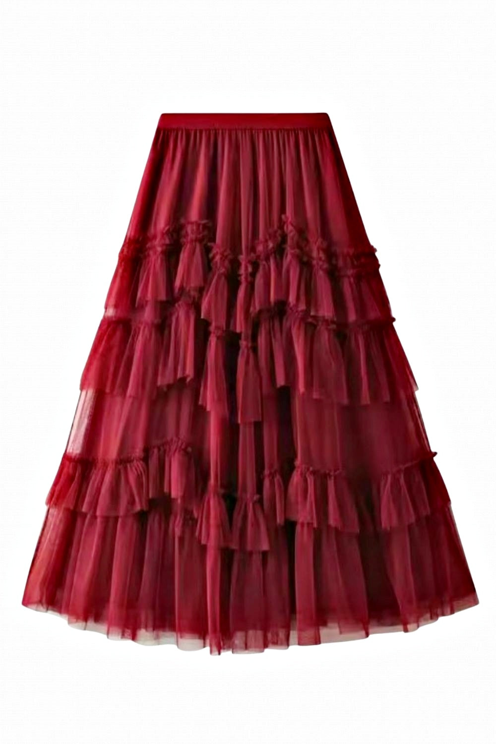 PRE-ORDER LOST + FOUND PIROUETTE RUFFLED TULLE SKIRT RUBY RED