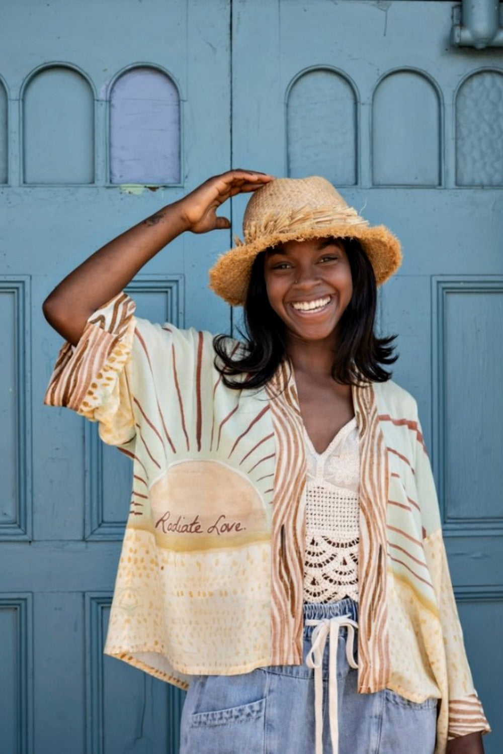 MARKET OF STARS RADIATE CROPPED BAMBOO KIMONO