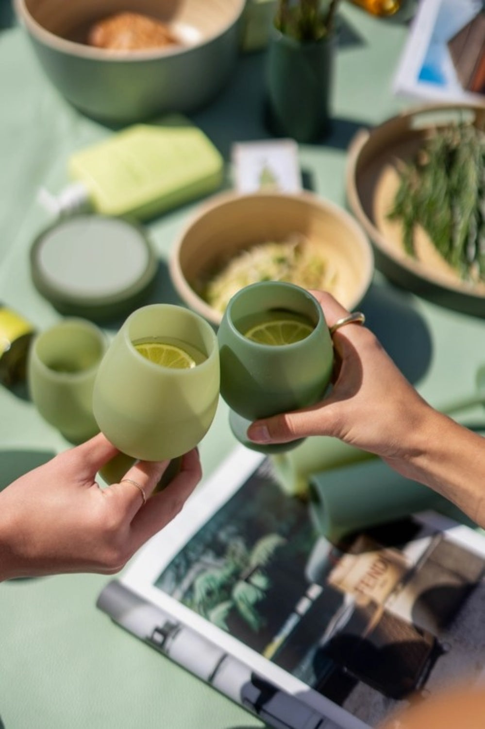 PORTER GREEN SAGE + OLIVE SILICONE WINE GLASSES SET OF 2