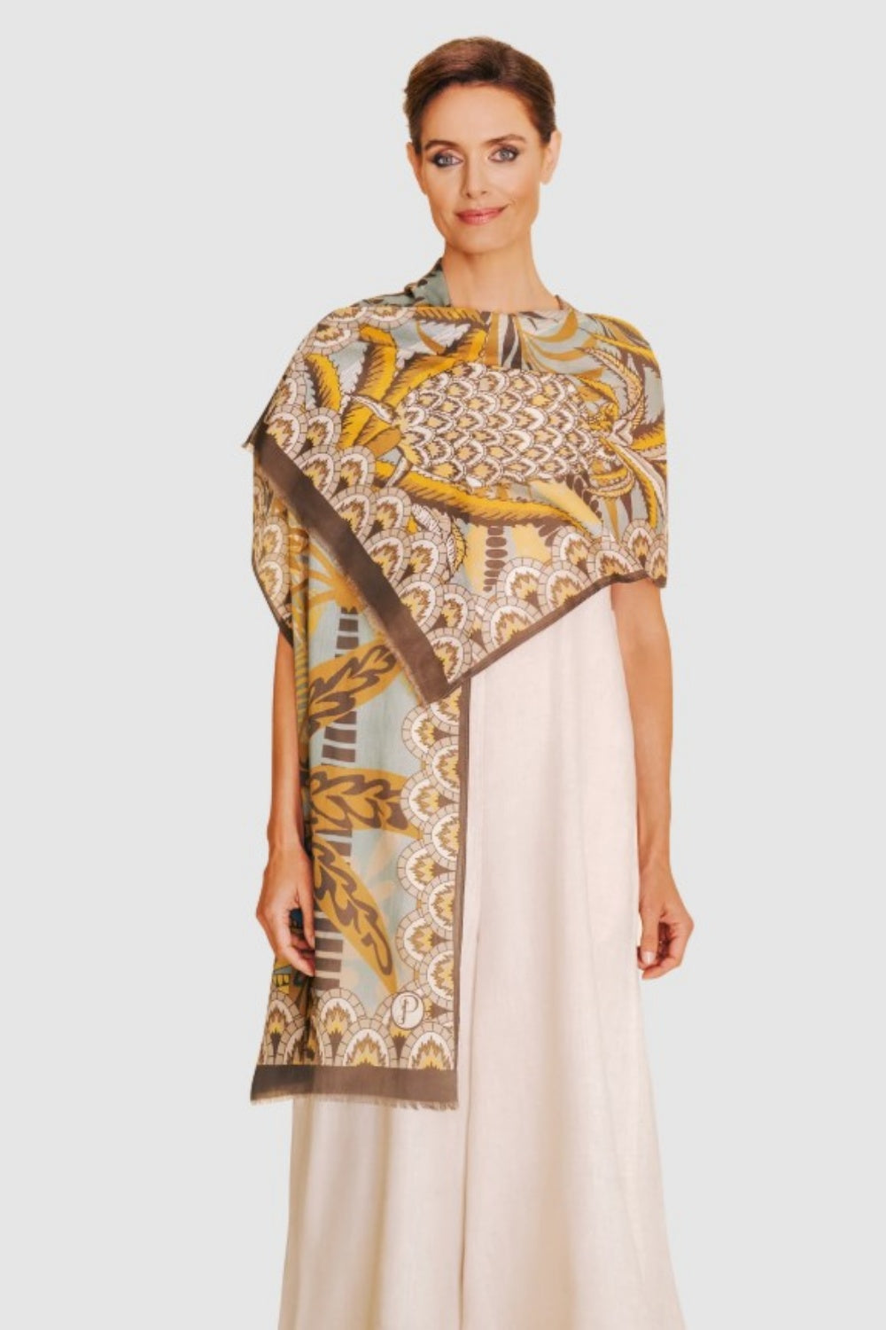 POWDER PATTERNED PALMS SCARF