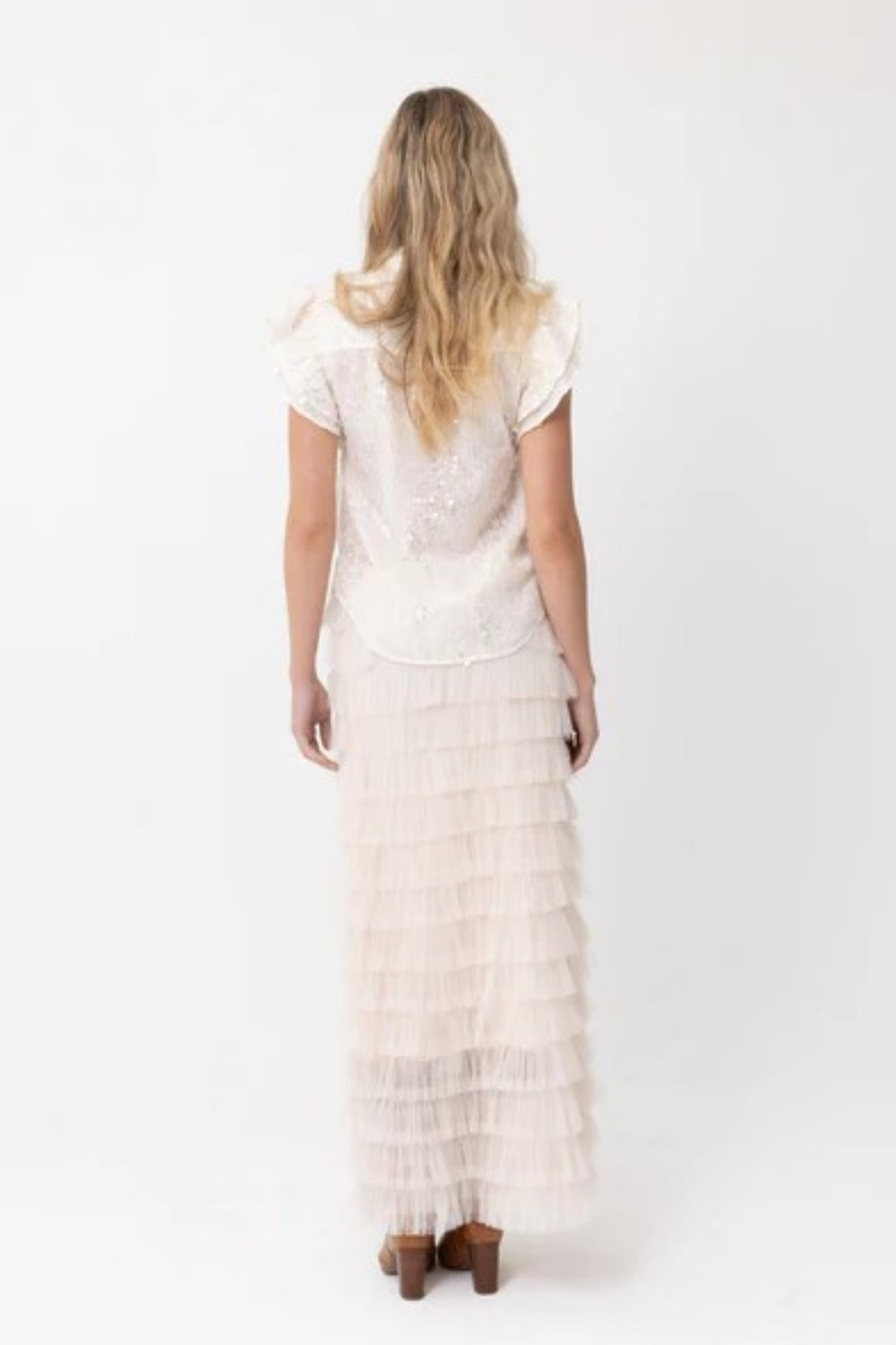 JOEY THE LABEL SEQUIN ME BLOUSE SAND