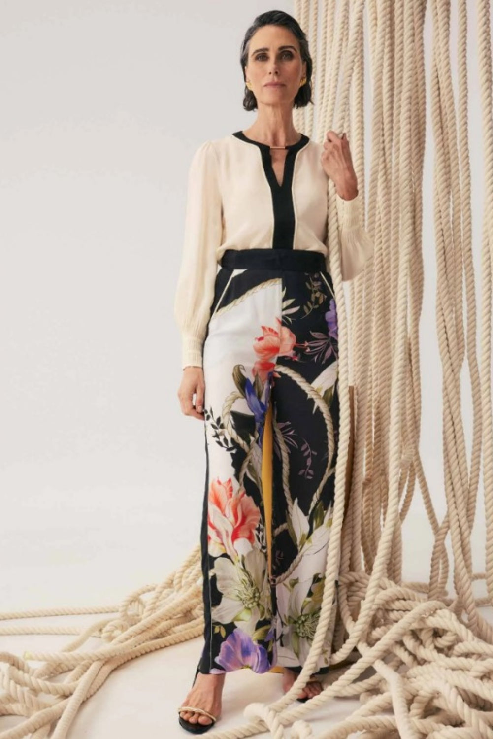 ONCE WAS SORREL WIDE LEG PANT IN TANGLED BLOSSOM