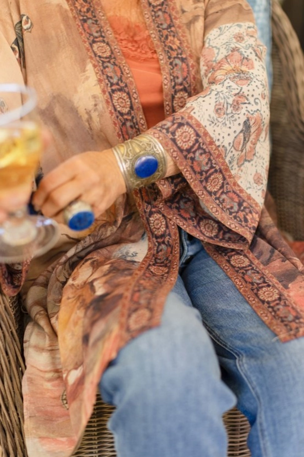 MARKET OF STARS THE STORYTELLER MATINEE DUSTER KIMONO WITH SUNFLOWERS + POTTERY