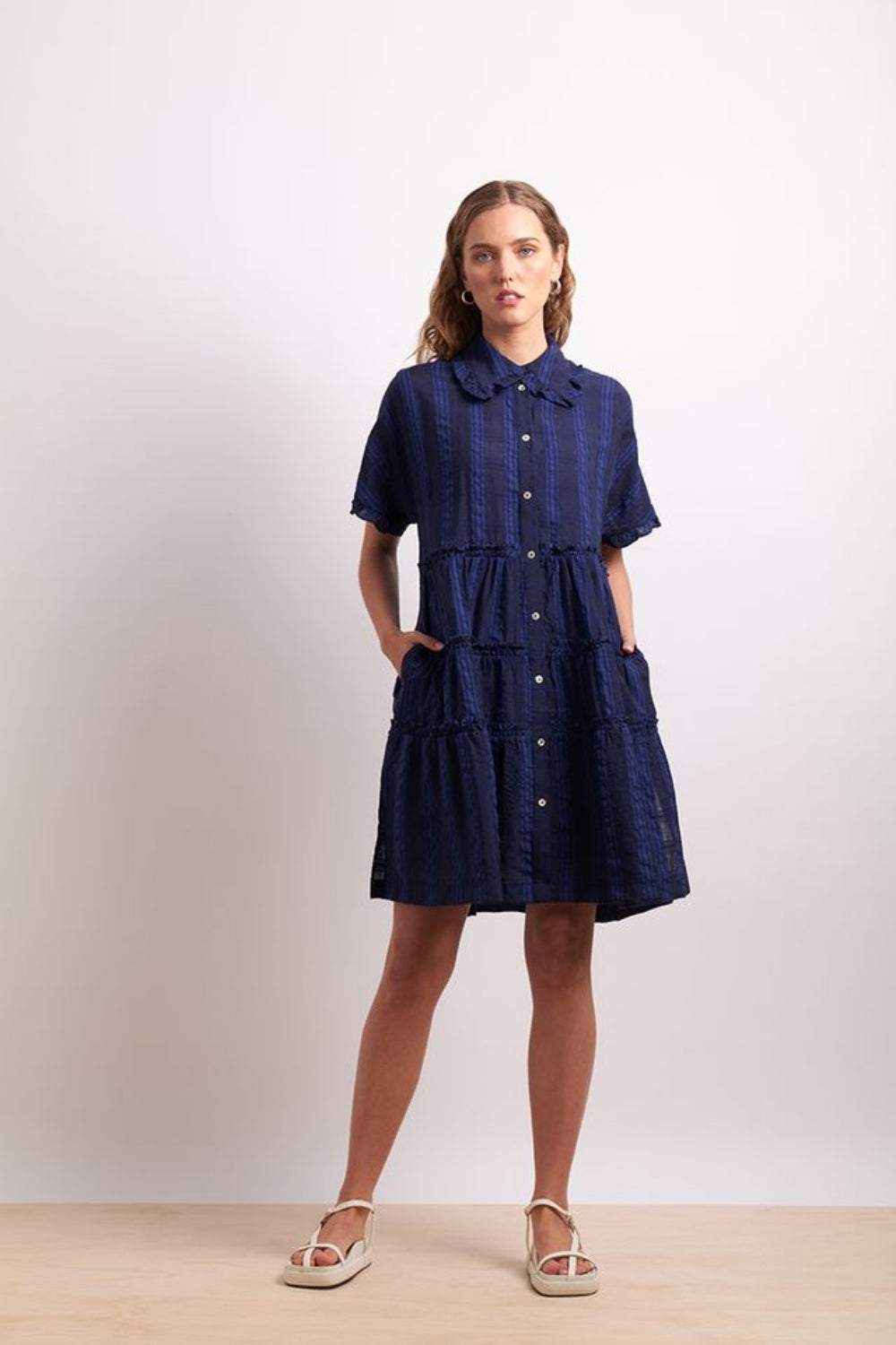 NERIS THE RUFFLES DRESS LAPIS