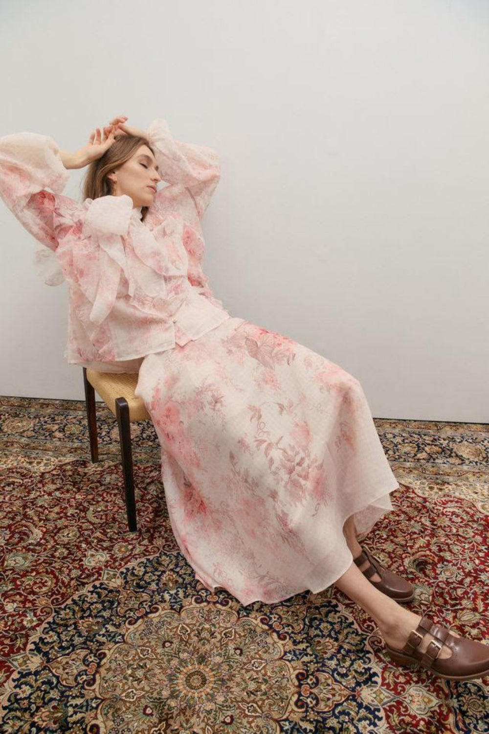 MAEVARII CHLOE MAXI SKIRT FLOATING FROST FLOWERS