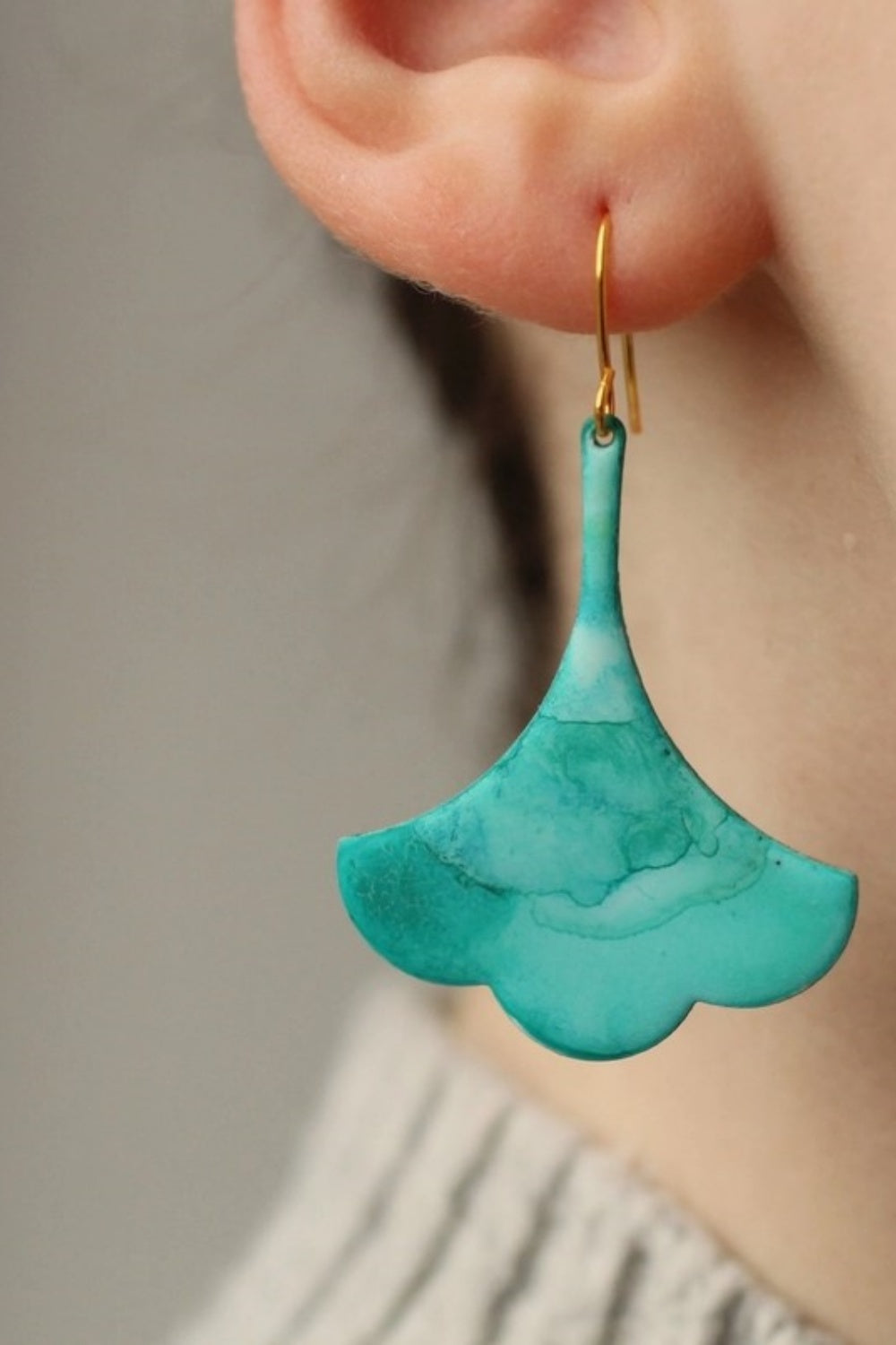 SILK PURSE SOW'S EAR VERDIGRIS TURQUOISE DROP EARRINGS