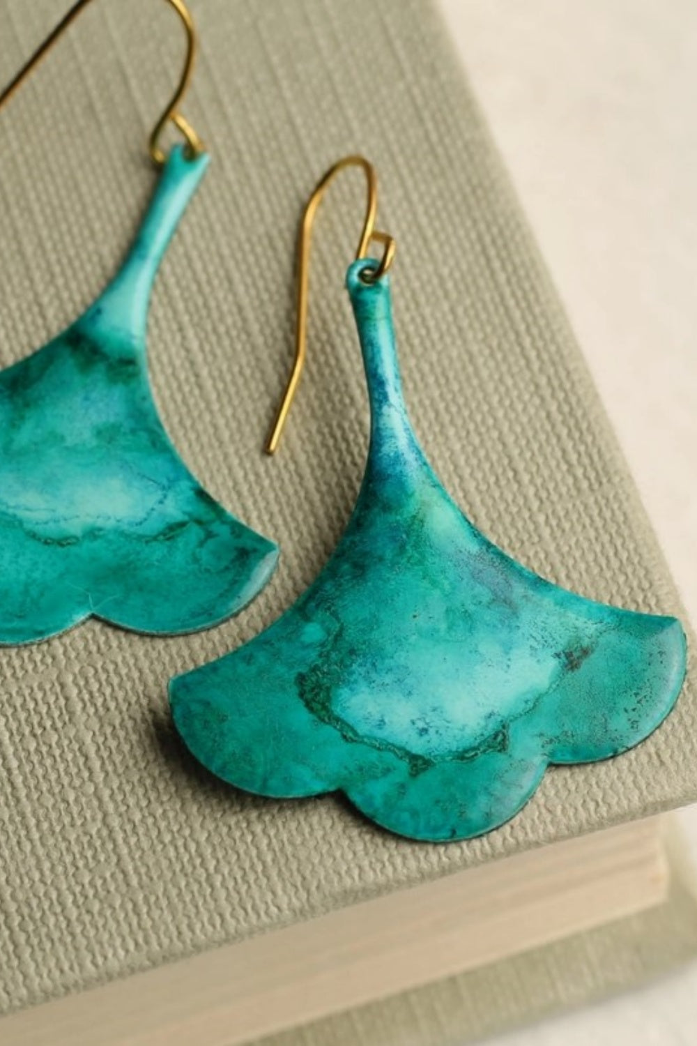 SILK PURSE SOW'S EAR VERDIGRIS TURQUOISE DROP EARRINGS