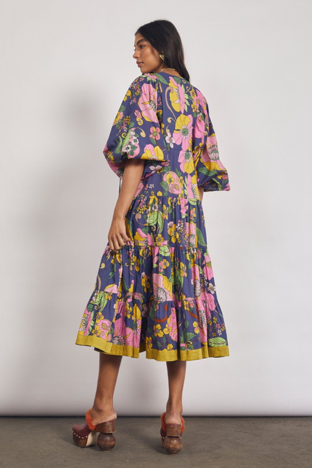 BOHEMIAN TRADERS VIVID BOHO MIDI DRESS NAVY