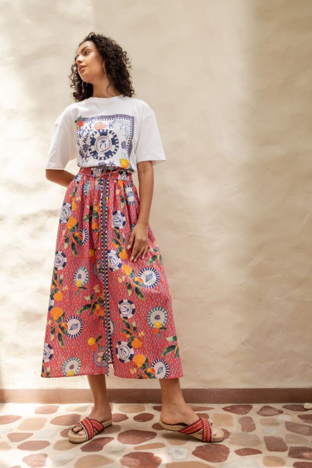 EMILY LOVELOCK BERNIE LAVA RED SKIRT