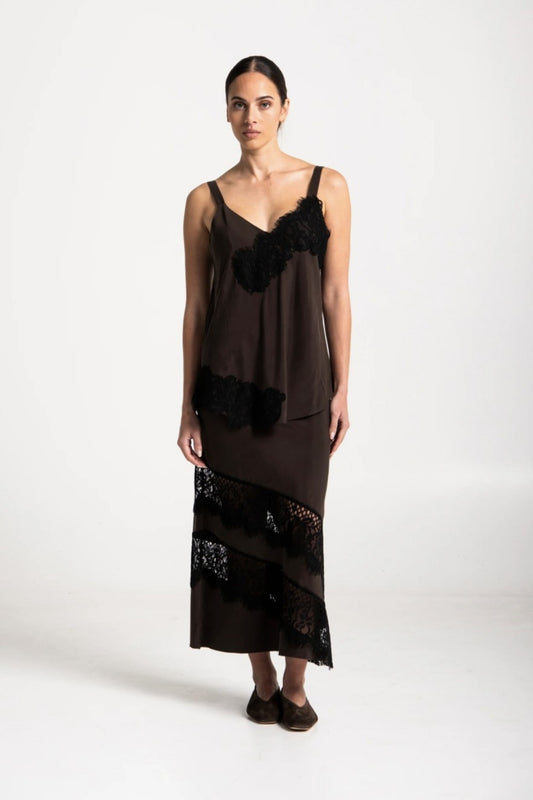 LOUNGE THE LABEL AEBBE SINGLET CAMI ESPRESSO