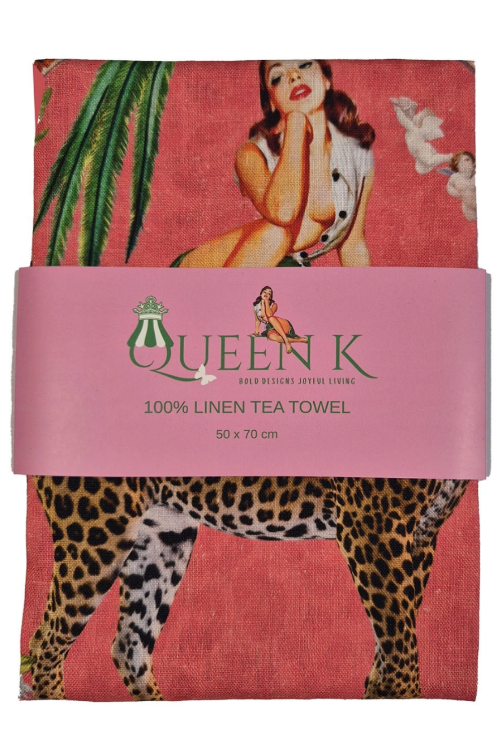 QUEEN K ALICE RETRO 100% LINEN TEA TOWEL