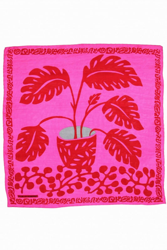 LES BELLES VAGABONDES MINI SILK SCARF ARUM FUCHSIA