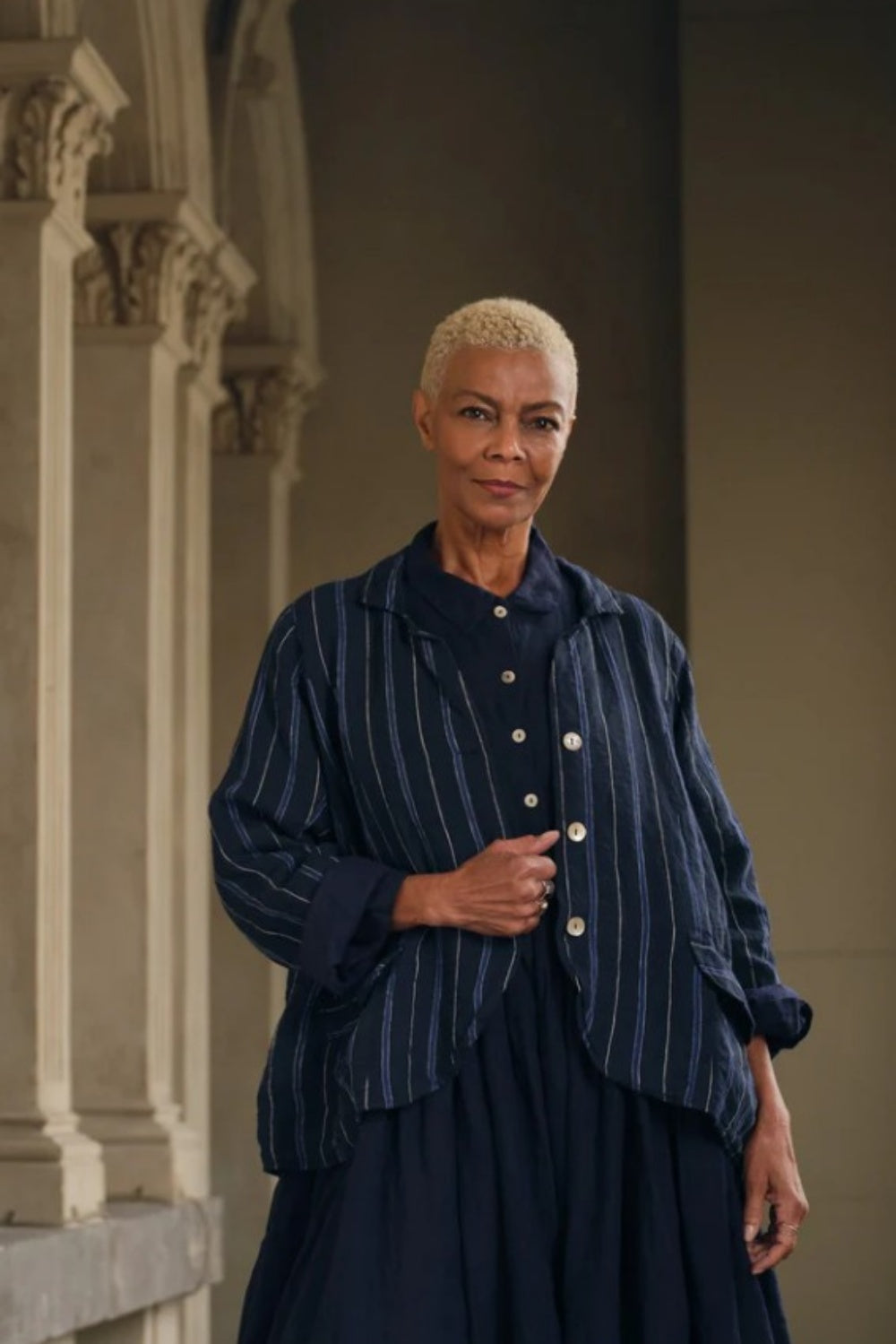 MEG BY DESIGN BARIDI LINEN JACKET NAVY